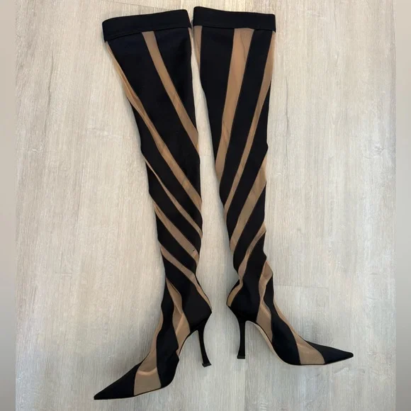 New JIMMY CHOO x Mugler over-the-knee sock boots 37.5 - Picture 11 of 16